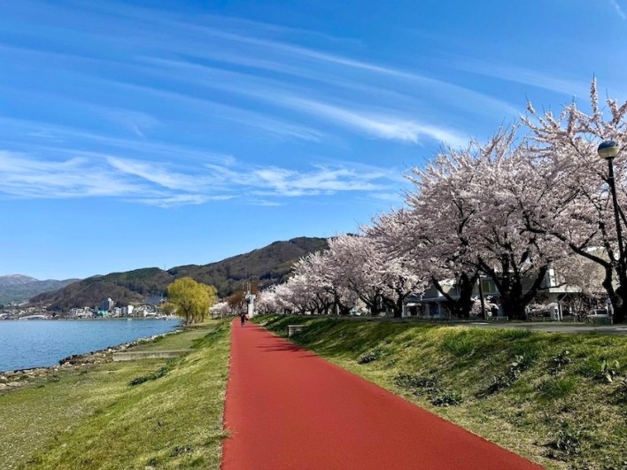 上諏訪温泉前の湖畔